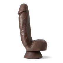DR. SKIN PLUS 8 INCH THICK POSEABLE DILDO WITH SQUEEZABLE BALLS CHOCOLATE