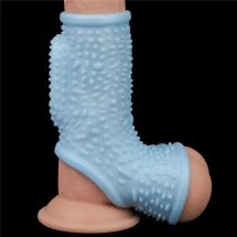Vibrating Drip Knights Ring with Scrotum Sleeve Blue