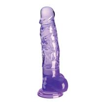 King Cock Clear 8 Inch w Balls Purple