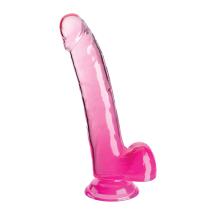 King Cock Clear 9" w balls Pink