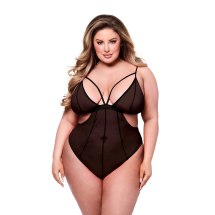 BACI SEXY CROTCHLESS MESH TEDDY BLACK, QUEEN