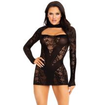 Mini dress with gloved sleeves Black