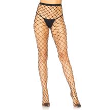Faux pearl fence net tights Black