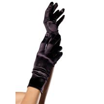 Wrist Length Satin Gloves Black