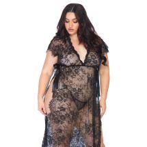 Lace kaften robe and thong + Black