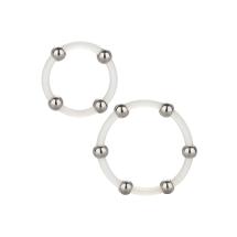Steel Beaded Silicone Ring Set Transparant