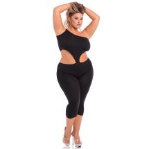 ONE SHOULDER CROPPED CATSUIT BLK