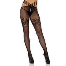 Wrap Around Crotchless Tights Black