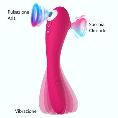 VSC Novelty - Vibratore 3 in 1 Punto G - Riscaldabile- Succhia Clitoride - Pulsazione Aria - 200302