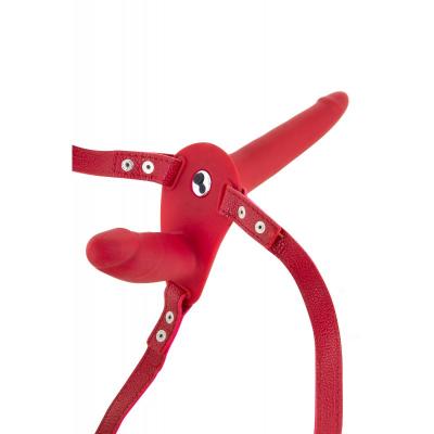 Fetish Tentation - Strap-On Harness Vibrante 15'5 cm - Rosso