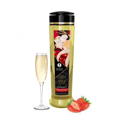 Shunga - Olio da Massaggio Romantic - Champagne e Fragola - 240 ml