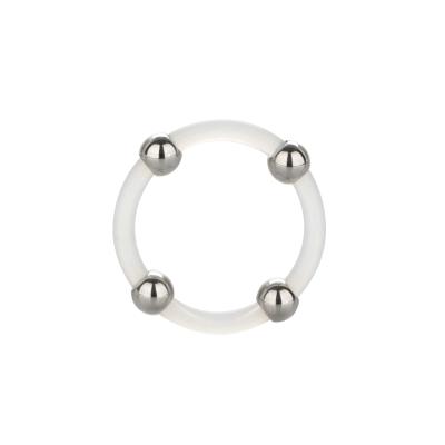 Steel Beaded Silicone Ring L Transparant
