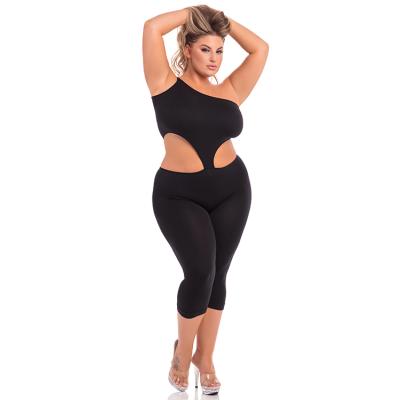 ONE SHOULDER CROPPED CATSUIT BLK