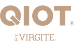 Logo di QIOT, marchio associato a VIRGITE, in colore marrone.