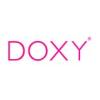 Logo con la scritta 'DOXY' in rosa su sfondo bianco.