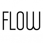 Logo con scritta 'FLOW' in caratteri moderni e stilizzati.