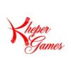 Logo di Kheper Games con testo rosso stilizzato su sfondo bianco.