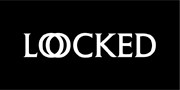 Logo con scritta 'LOCKED', carattere bianco su sfondo nero, con doppia O stilizzata.