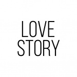 Immagine con la scritta 'LOVE STORY' in caratteri neri su sfondo bianco.