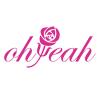Logo con scritta 'ohyeah' e rosa stilizzata in rosa su sfondo bianco.