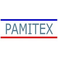 Logo con scritta PAMITEX tra linee blu e rosse.