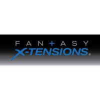 Logo with futuristic text on gradient background, evokes mystery and innovation.