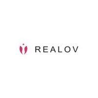 Elegant logo with abstract symbol and 'REALOV' text.