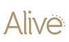 Logo con scritta 'Alive' in caratteri eleganti e puntini sopra la 'e'.
