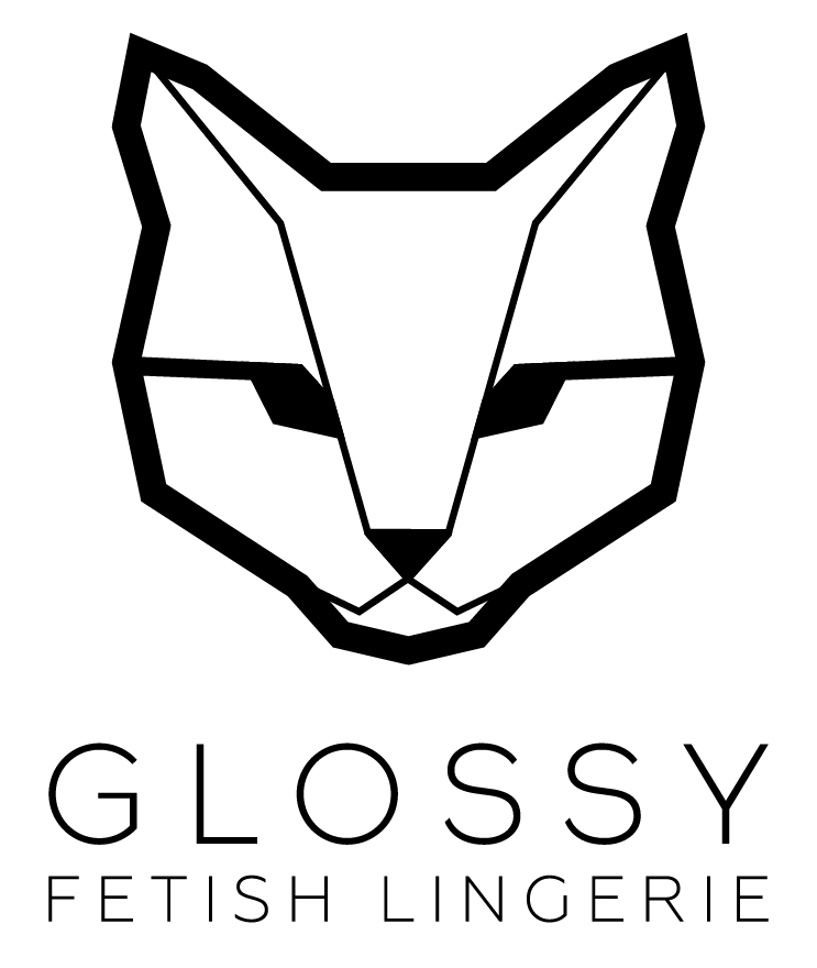 Logo con testa di volpe stilizzata e testo 'Glossy Fetish Lingerie'.